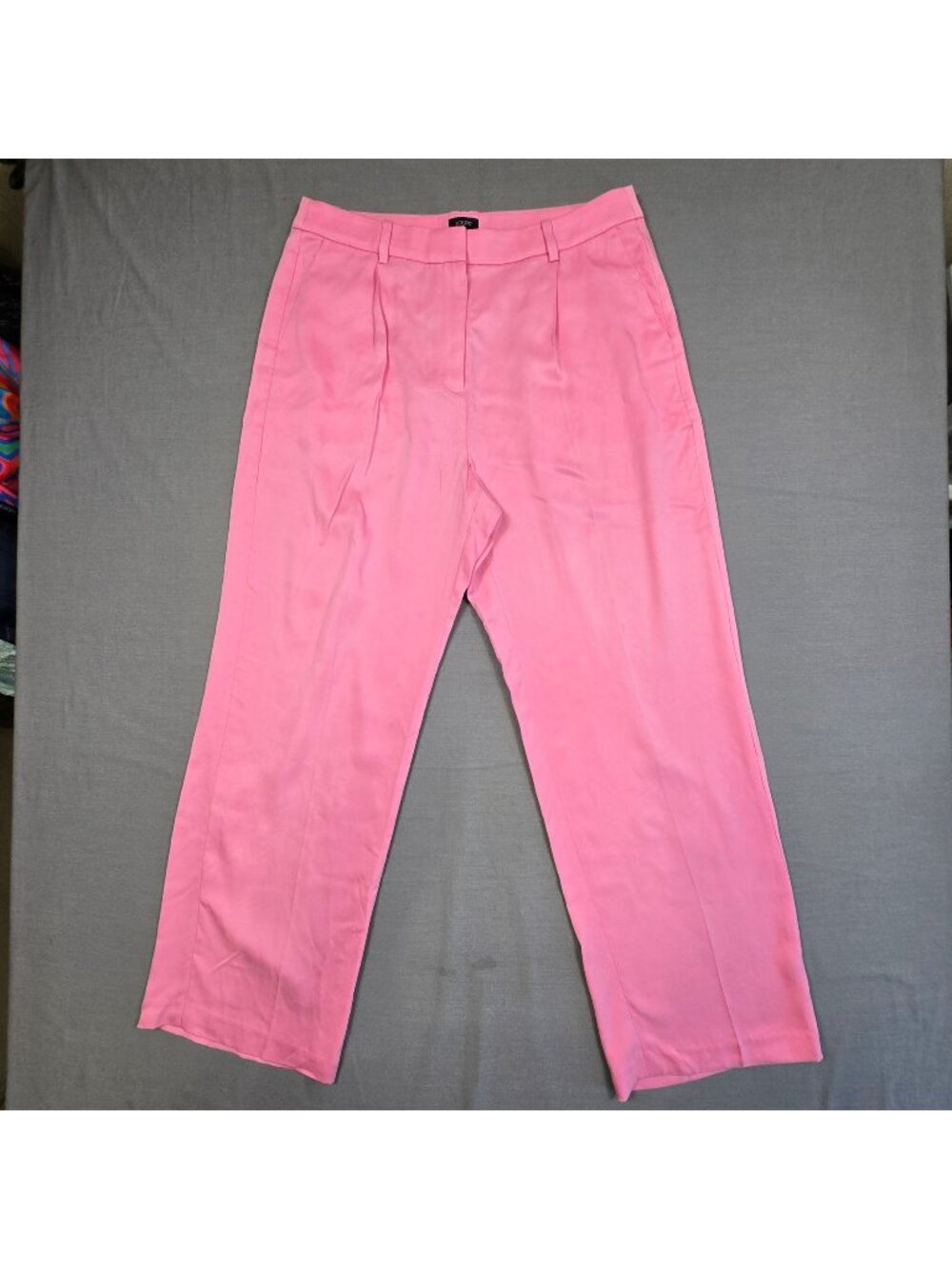 NEW J Crew Size 12 Womens Pink Tencel Dress Pants Straight Wide Leg